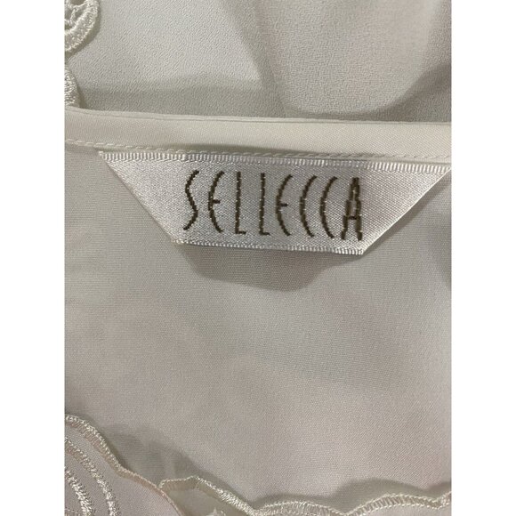 Sellecca Women Size 8 Blouse Dressy Embroidery Cut Out Fabric Button - Picture 6 of 10